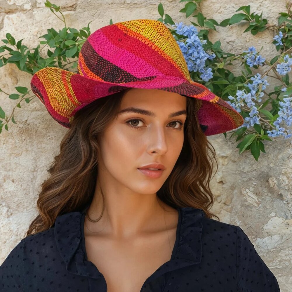 Lightweight raffia fedora hat made in Madagascar